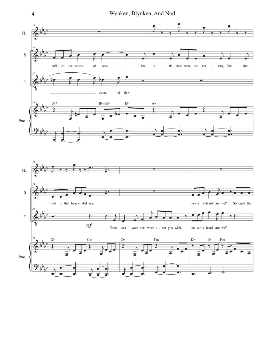 Wynken, Blynken, And Nod (Duet for Soprano and Tenor solo) Tenor Voice scores gallery preview page 4