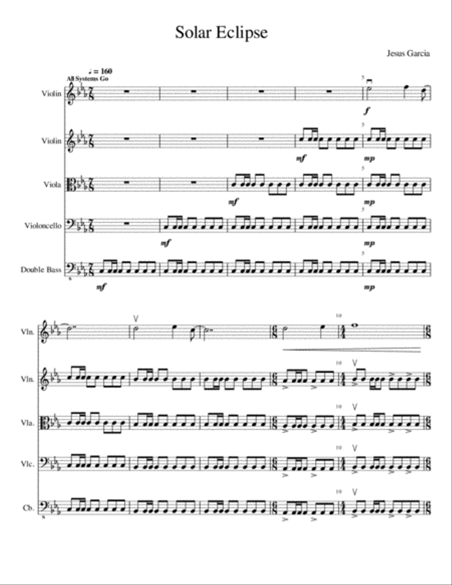 Solar Eclipse String Quartet scores gallery preview page 1