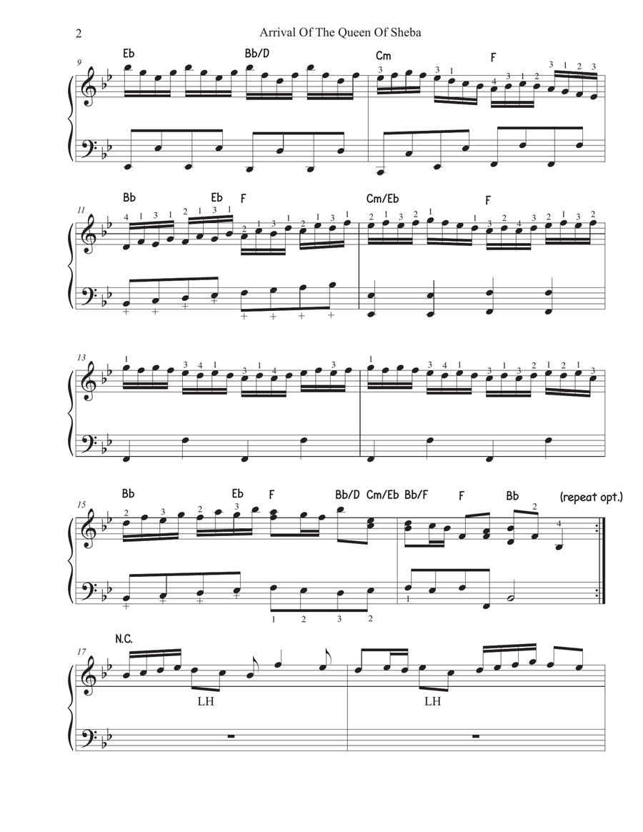 Arrival Of The Queen Of Sheba - Handel (Solo Harp Arrangement) Harp scores gallery preview page 2