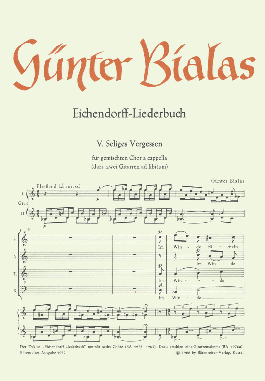 Seliges Vergessen for Mixed Choir 4-Part scores gallery preview page 1