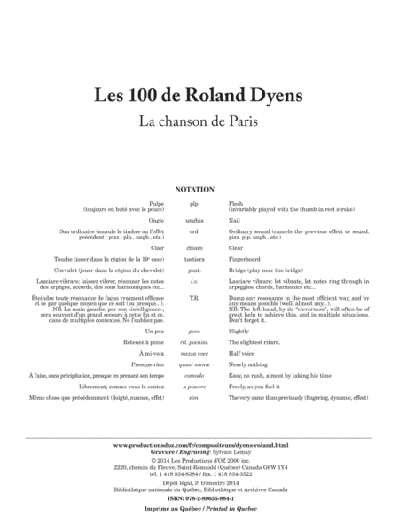 Les 100 de Roland Dyens - La chanson de Paris