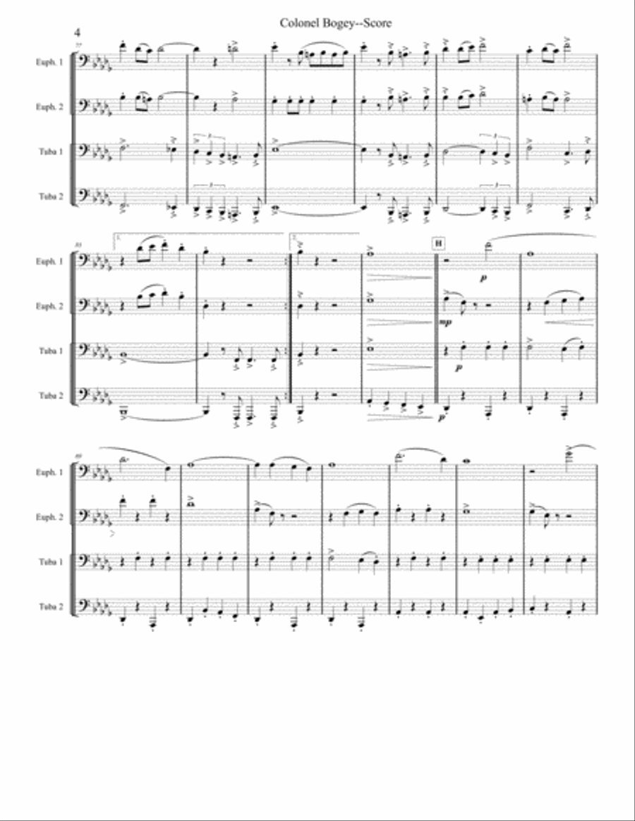 Col. Bogey March - Tuba/Euphonium Quartet Brass Ensemble scores gallery preview page 4