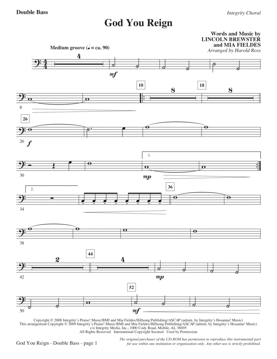 God You Reign - Double Bass Choir scores gallery preview page 1