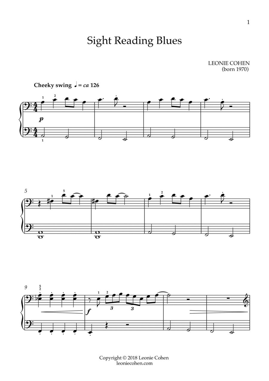SIGHT READING BLUES – Grade 1 Piano Solo scores gallery preview page 1