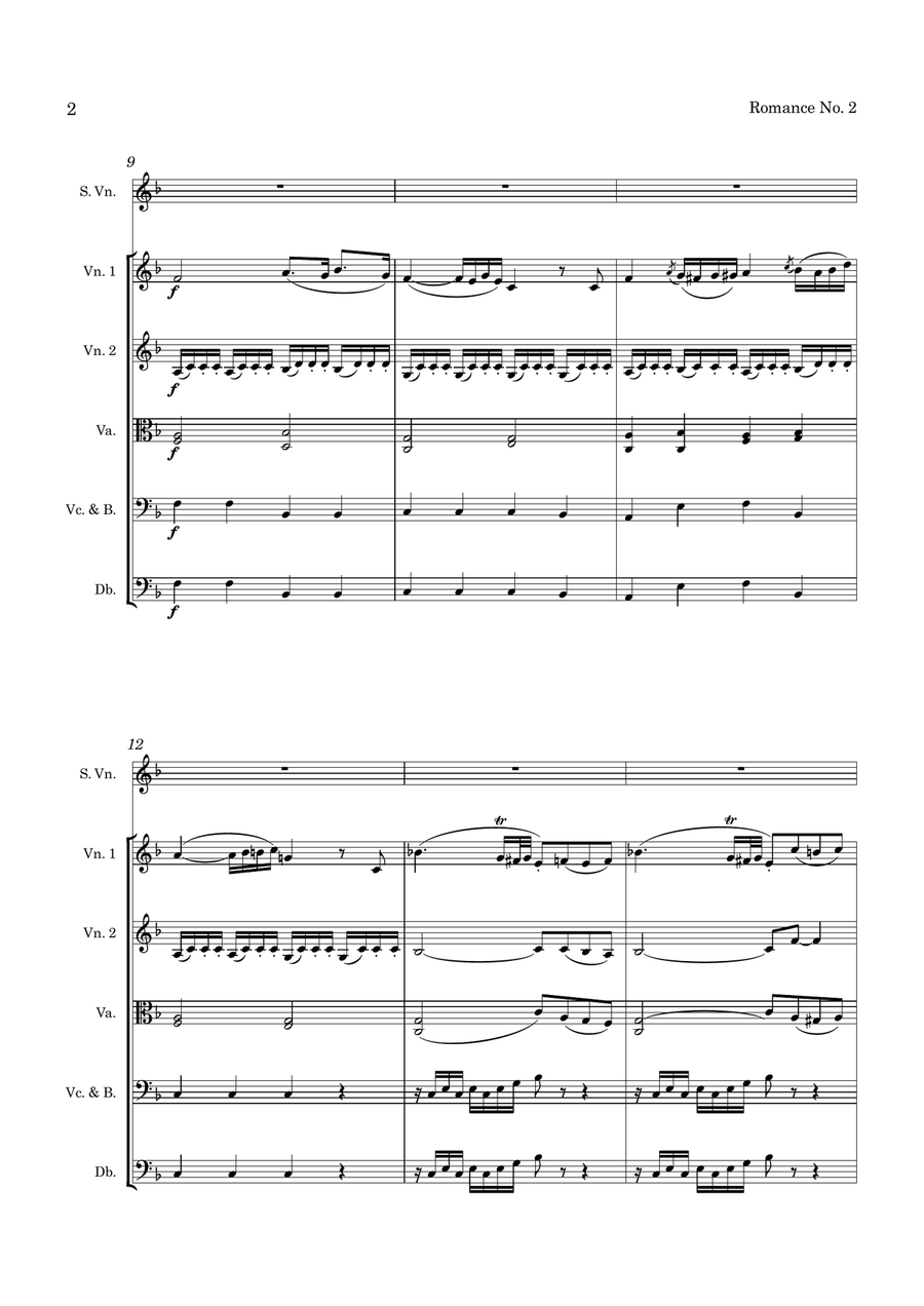 Beethoven Romance No. 2 Op. 50 for Violin and String Orchestra String Orchestra scores gallery preview page 3