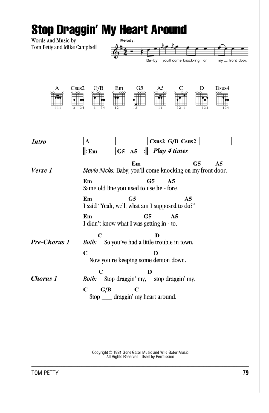 Stop Draggin' My Heart Around Acoustic Guitar scores gallery preview page 1