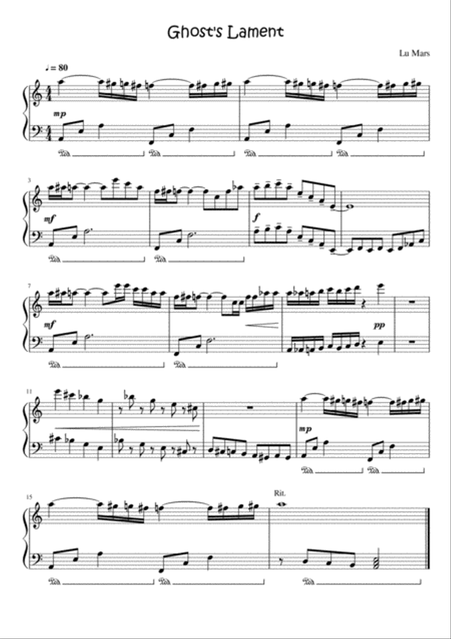 Ghost's Lament Ghost's Lament Piano Solo scores gallery preview page 1