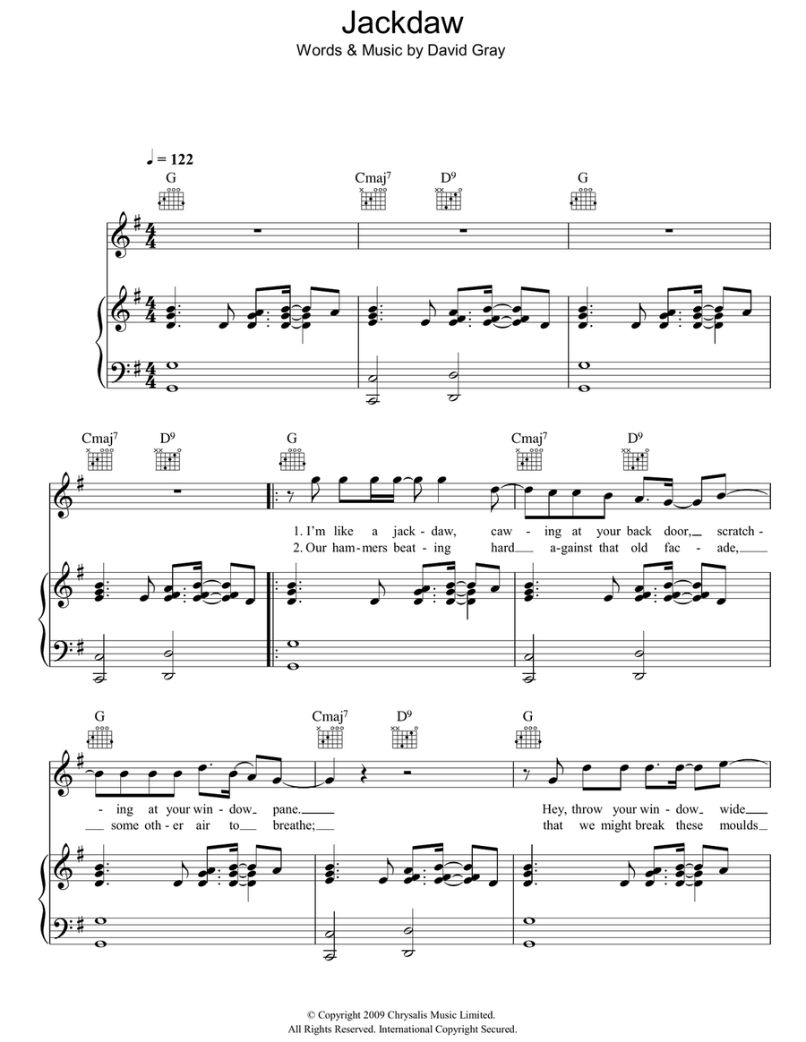 Jackdaw Jackdaw Piano, Vocal, Guitar scores gallery preview page 1