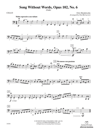 Song Without Words, Opus 102, No. 6 (Faith): Cello