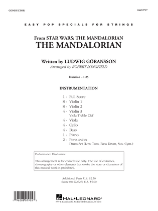 The Mandalorian (from Star Wars: The Mandalorian) (arr. Longfield) - Conductor Score (Full Score)
