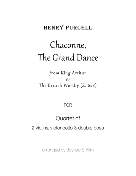 Chaconne from King Arthur for String Quartet (2 violins, cello and double bass) image number null