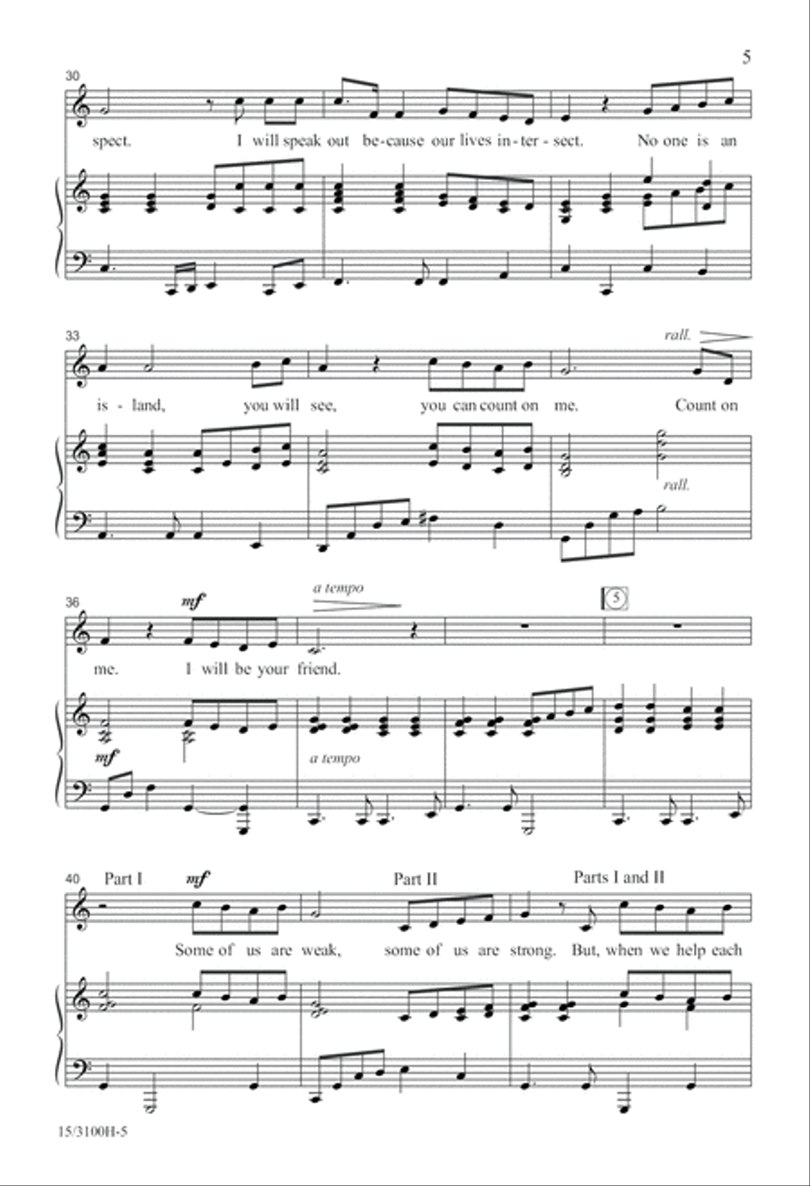 I Will Stand Up for You Unison Choir scores gallery preview page 5