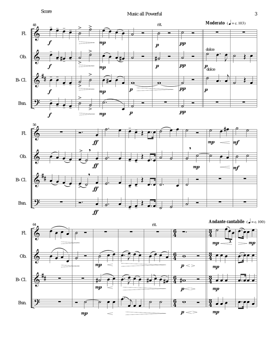 Music all powerful for wind quartet Woodwind Quartet scores gallery preview page 3
