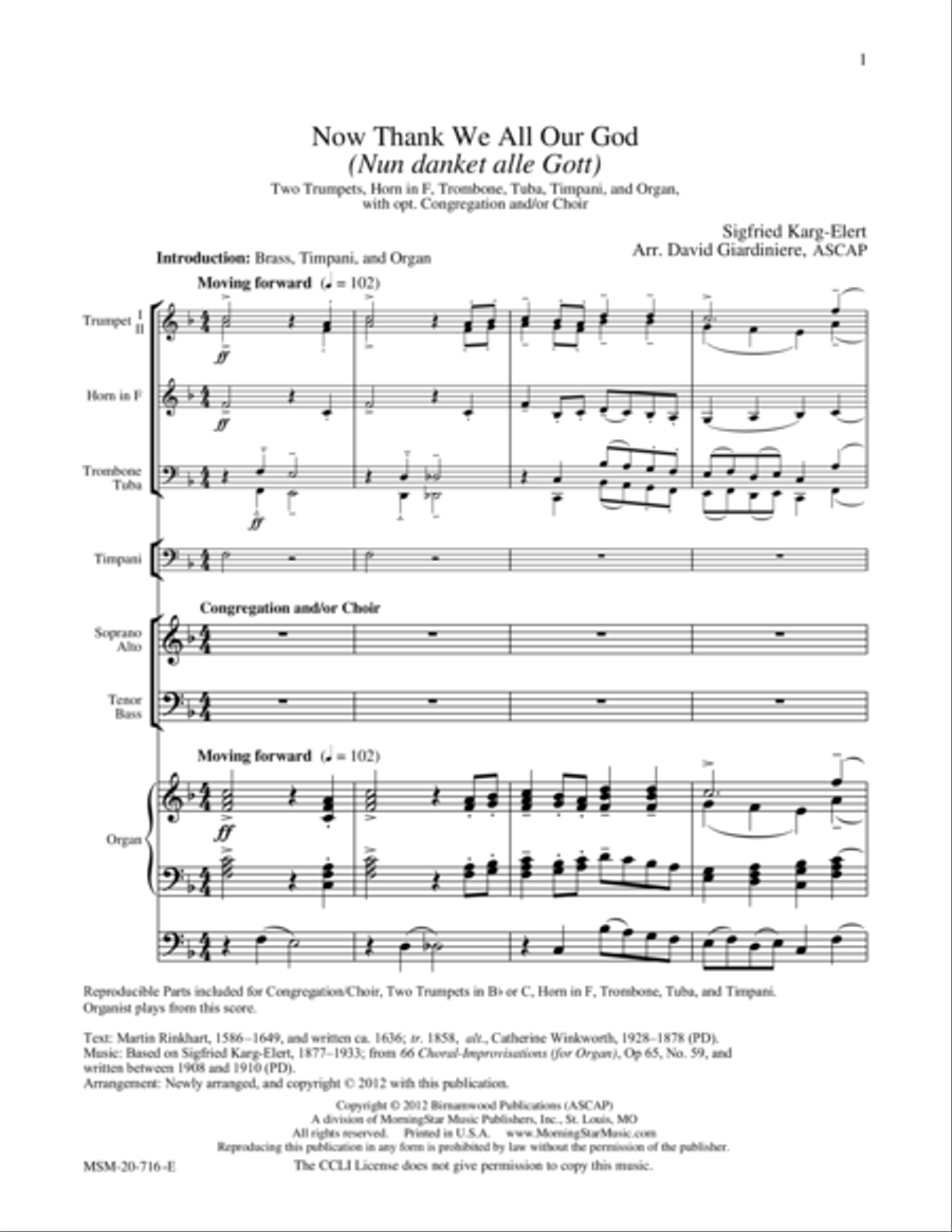 Now Thank We All Our God Now Thank We All Our God Choir scores gallery preview page 1