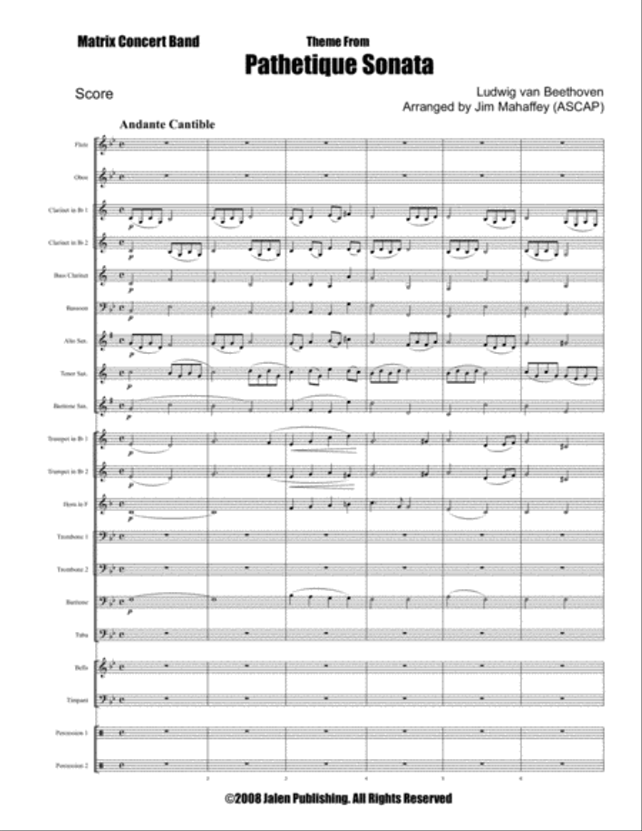 Theme from Pathetique Sonata for Band Concert Band scores gallery preview page 2