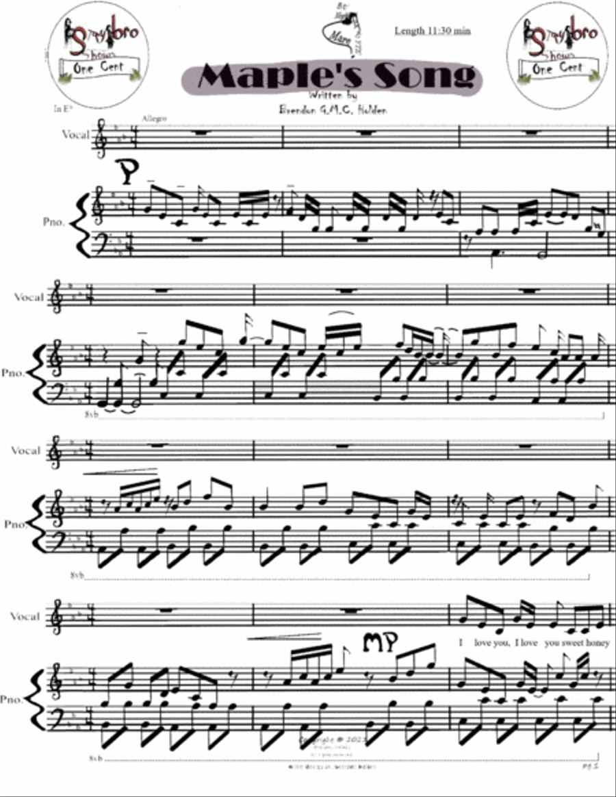 Maple's Song Soprano Voice scores gallery preview page 3
