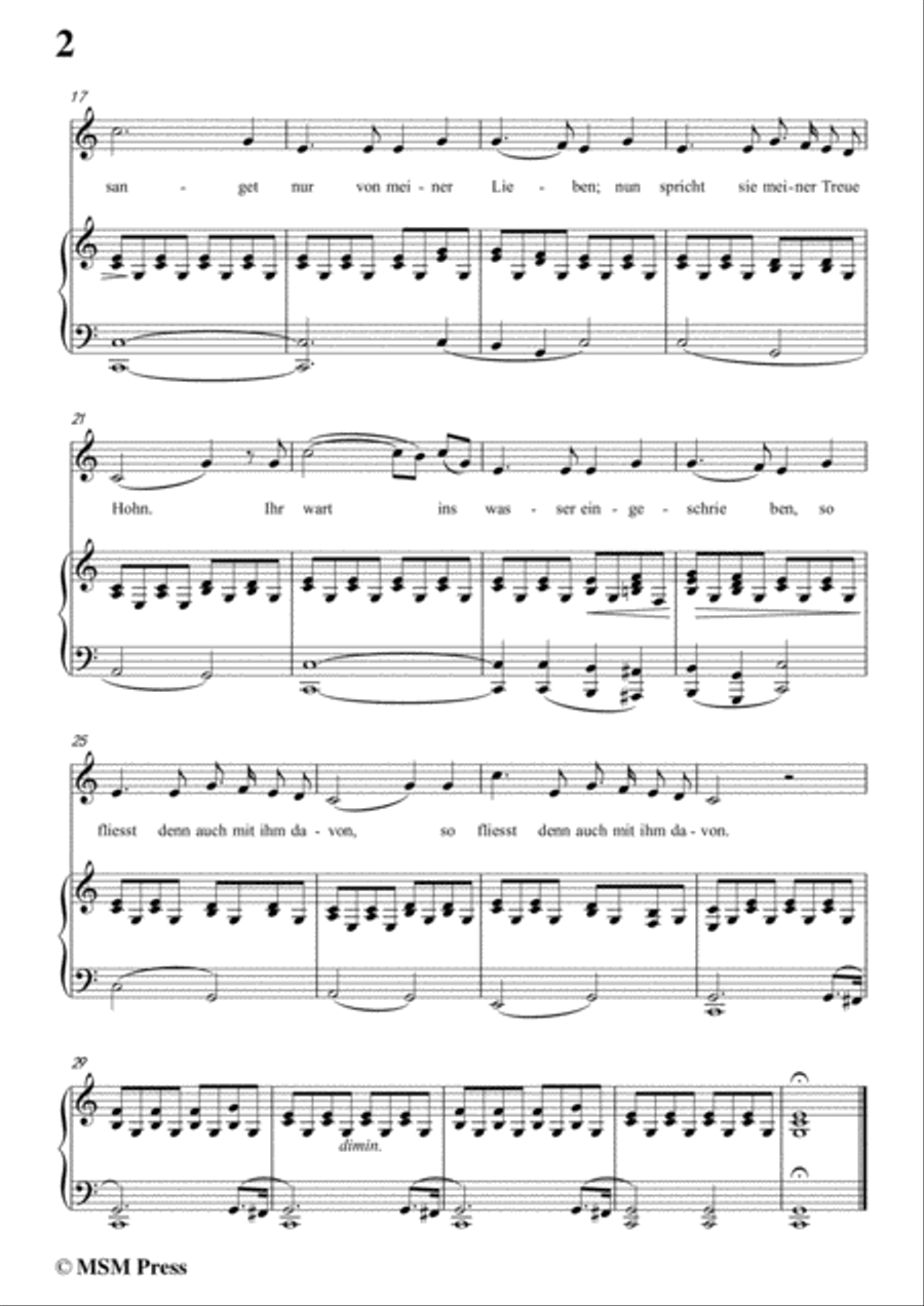 Schubert-Am Flusse (By the River),D.766,in C Major,for Voice&Piano Voice scores gallery preview page 4