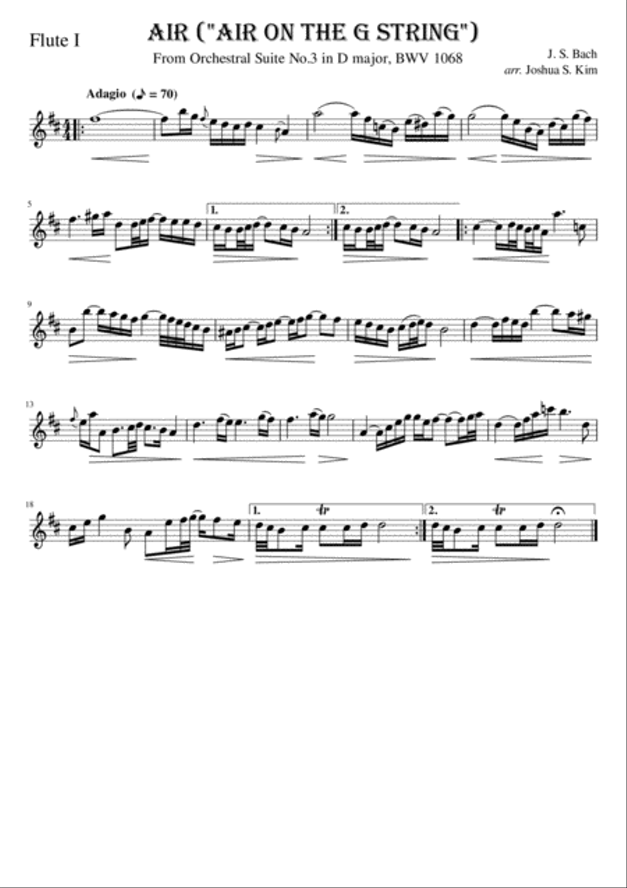 Air on the G-String for Flute Trio with Bass Flute scores gallery preview page 6