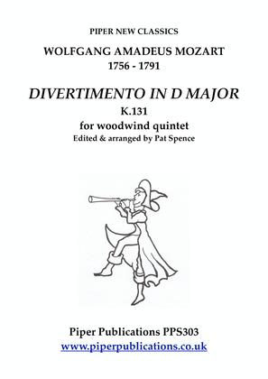 Book cover for MOZART: DIVERTIMENTO IN D MAJOR K. 131 for woodwind quintet