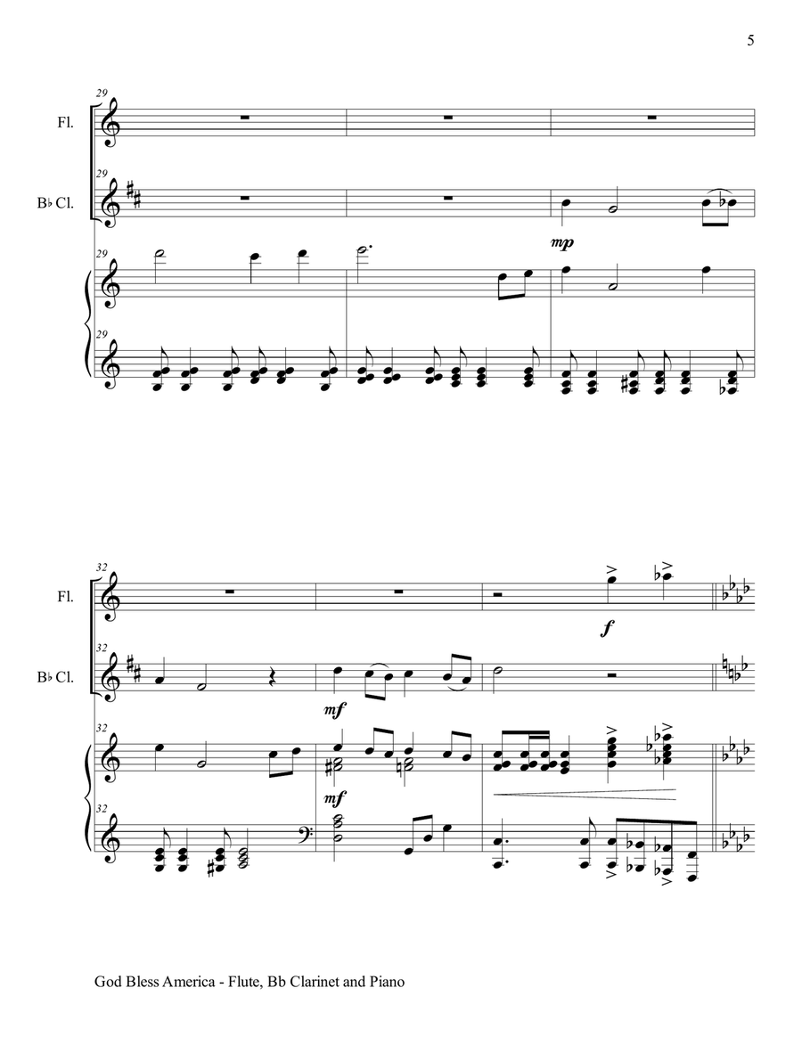 God Bless America Woodwind Duet scores gallery preview page 6