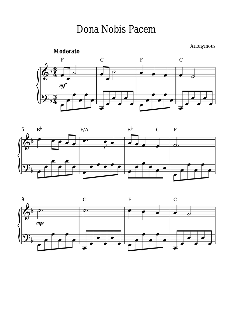 Dona Nobis Pacem Piano Method scores gallery preview page 1