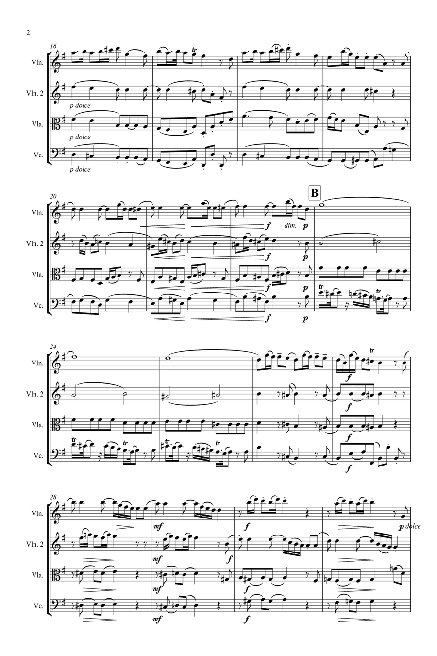 Gallo: Trio Sonata No.1 in G (Stravinsky's Pulcinella Suite Mvt.1 Sinfonia) - string quartet String Quartet scores gallery preview page 2