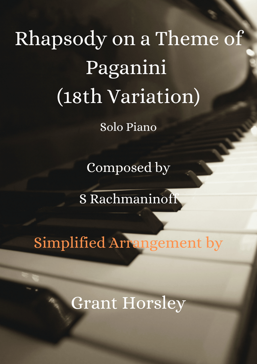 Rhapsody on theme of Paganini (18th variation) Piano Solo -Simplified Version Piano Solo scores gallery preview page 1