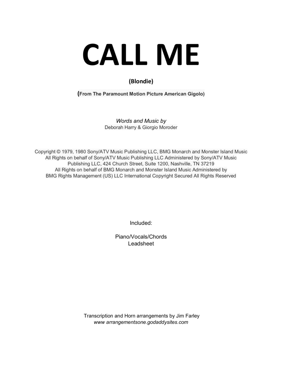 Call Me Piano, Vocal, Guitar scores gallery preview page 1