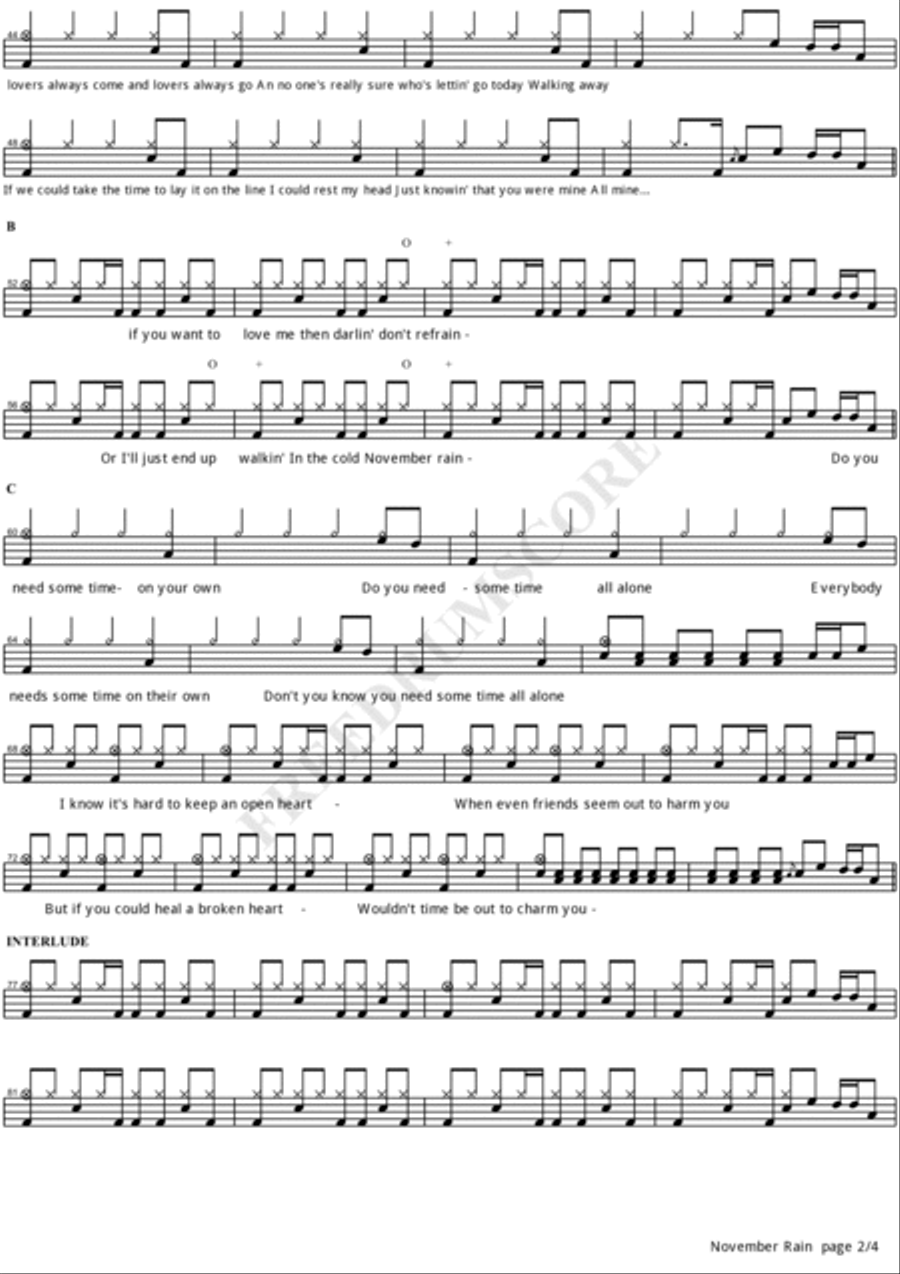 November Rain Drum Set scores gallery preview page 2