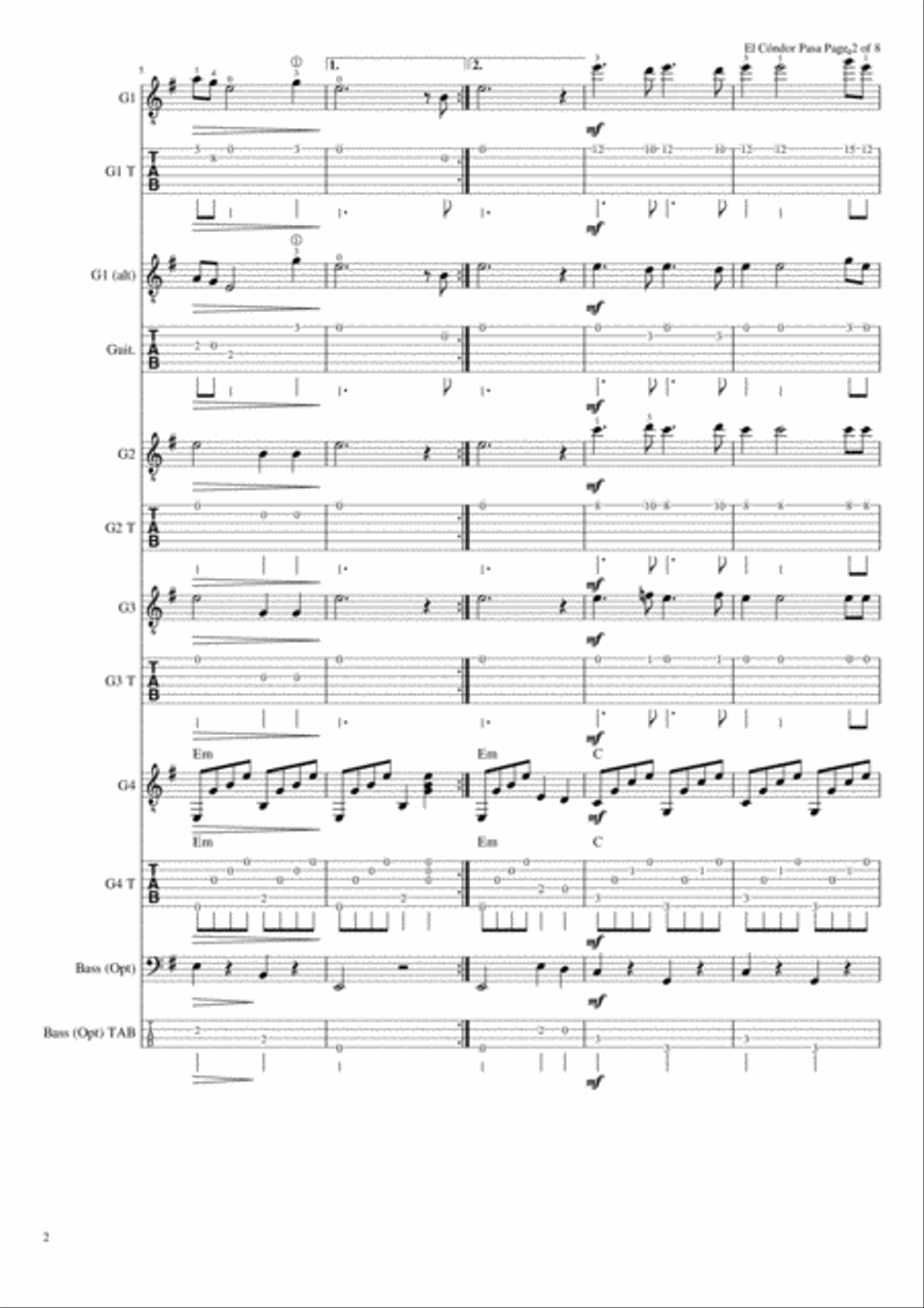 El Cóndor Pasa (If I Could) Acoustic Guitar scores gallery preview page 3
