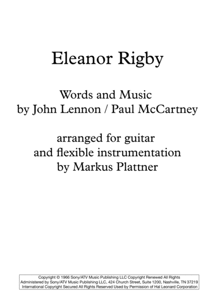 Eleanor Rigby for guitar and flexible instrumentation image number null