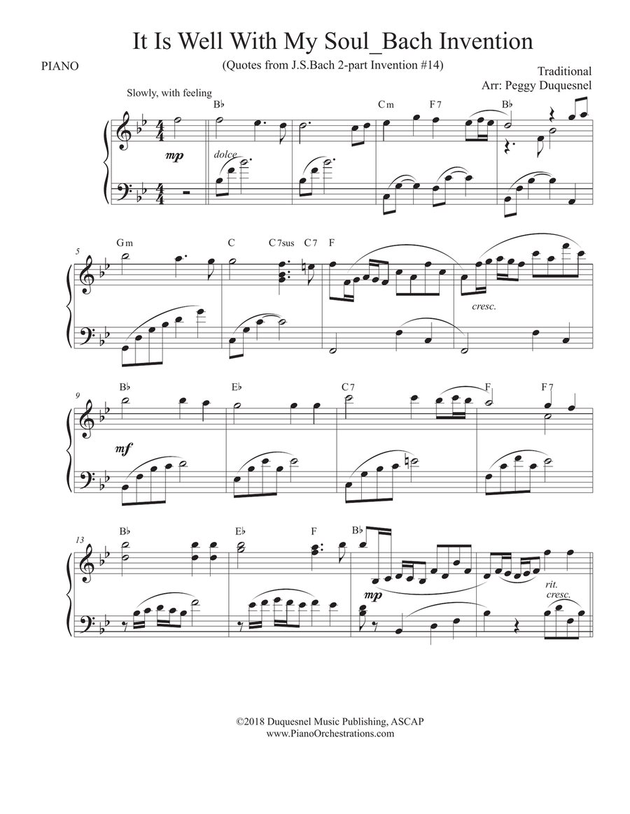 It is Well With My Soul / Bach Invention Harpsichord scores gallery preview page 1