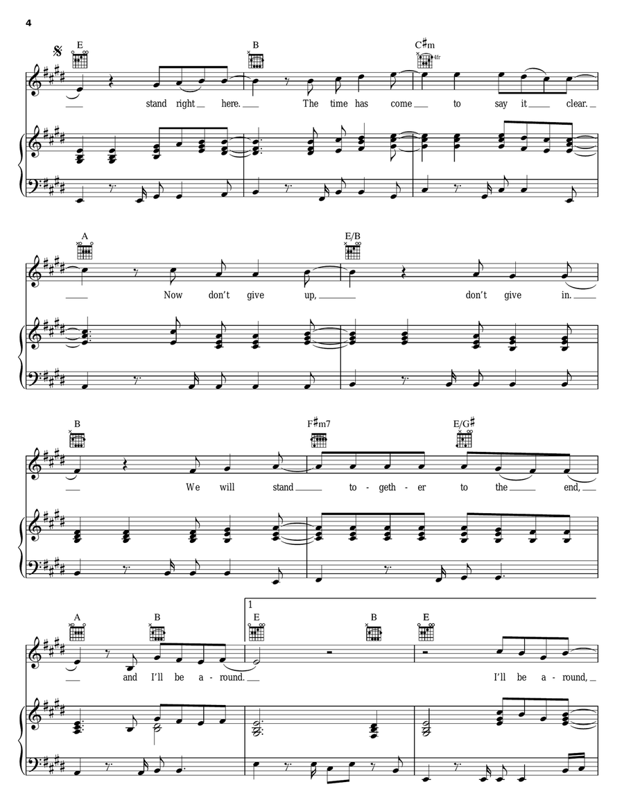 I'll Be Around Piano, Vocal, Guitar scores gallery preview page 4