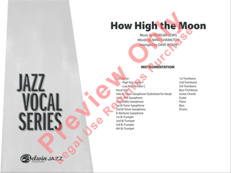 How High the Moon Jazz Ensemble scores gallery preview page 2