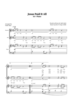 Jesus Paid It All - Soprano and Alto Duet (Piano Accompaniment + Chords)