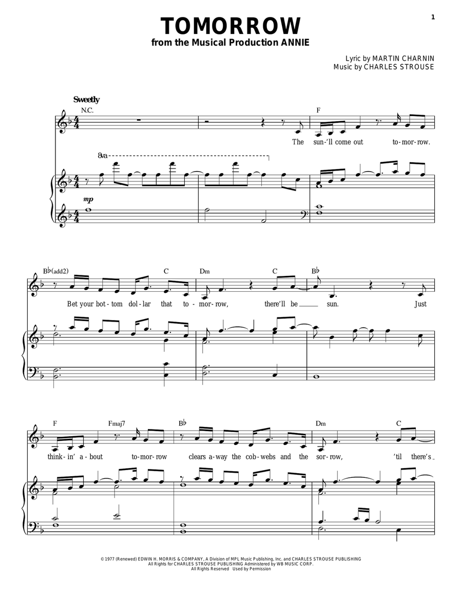 Tomorrow Tomorrow High Voice scores gallery preview page 1