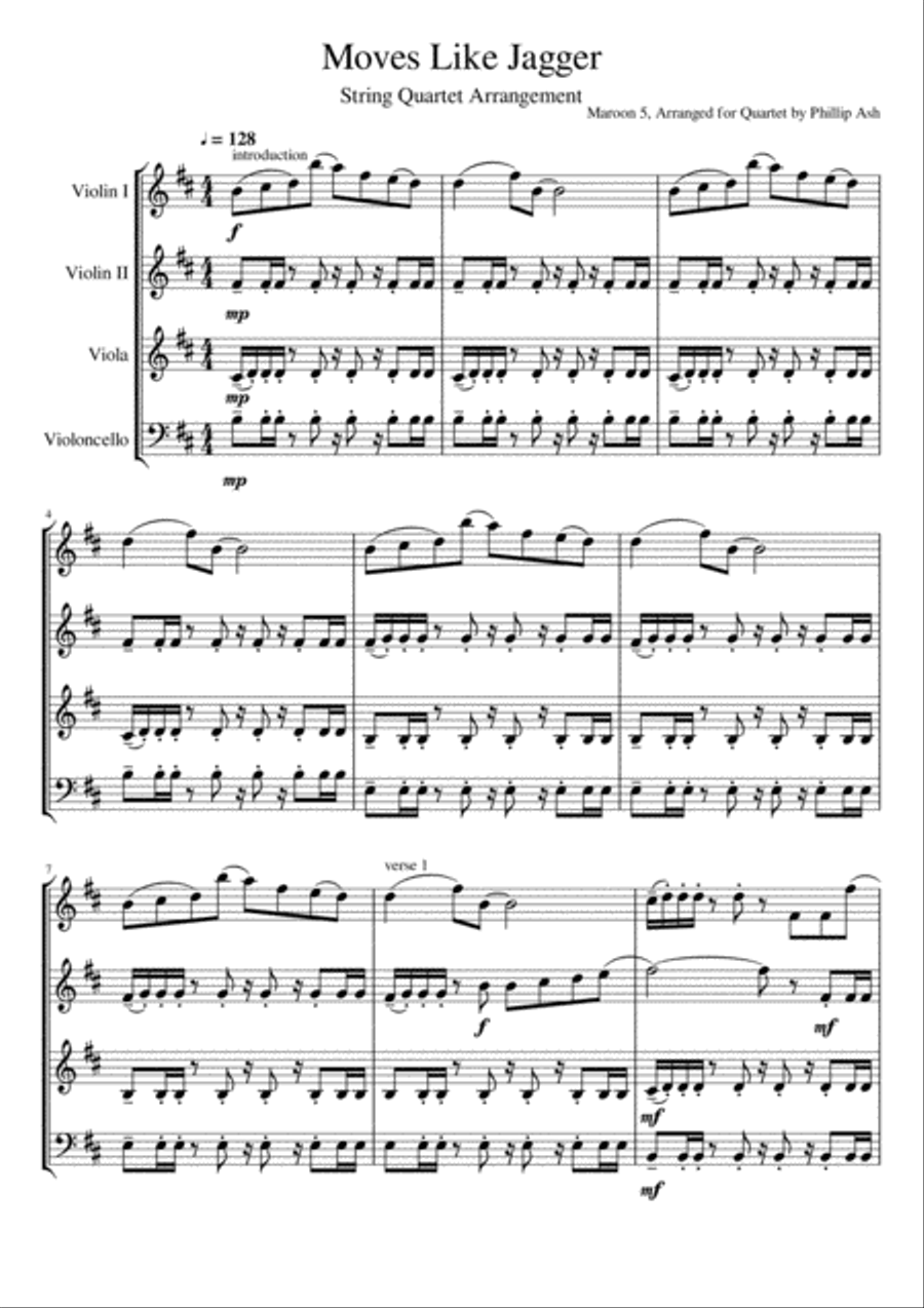 Moves Like Jagger Small Ensemble scores gallery preview page 1