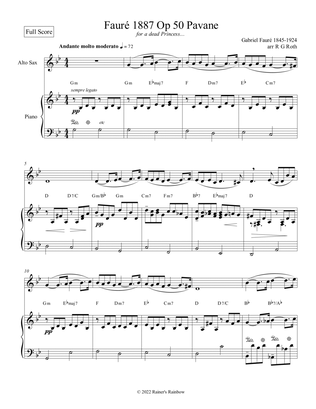 Book cover for Fauré 1887 Op 50 Pavane Alto Sax or Tenor Sax Solo