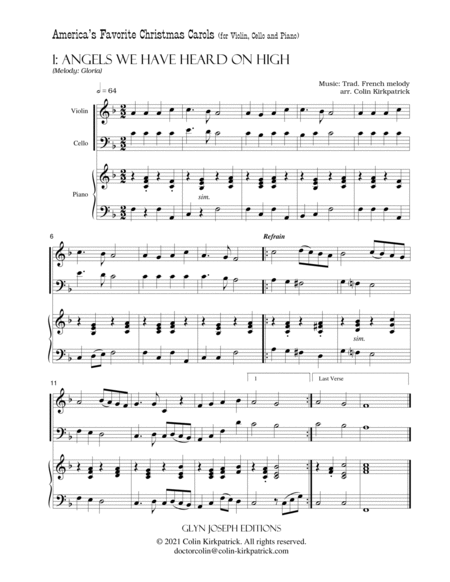 America's Favorite Christmas Carols arranged for Violin, Cello and Piano image number null