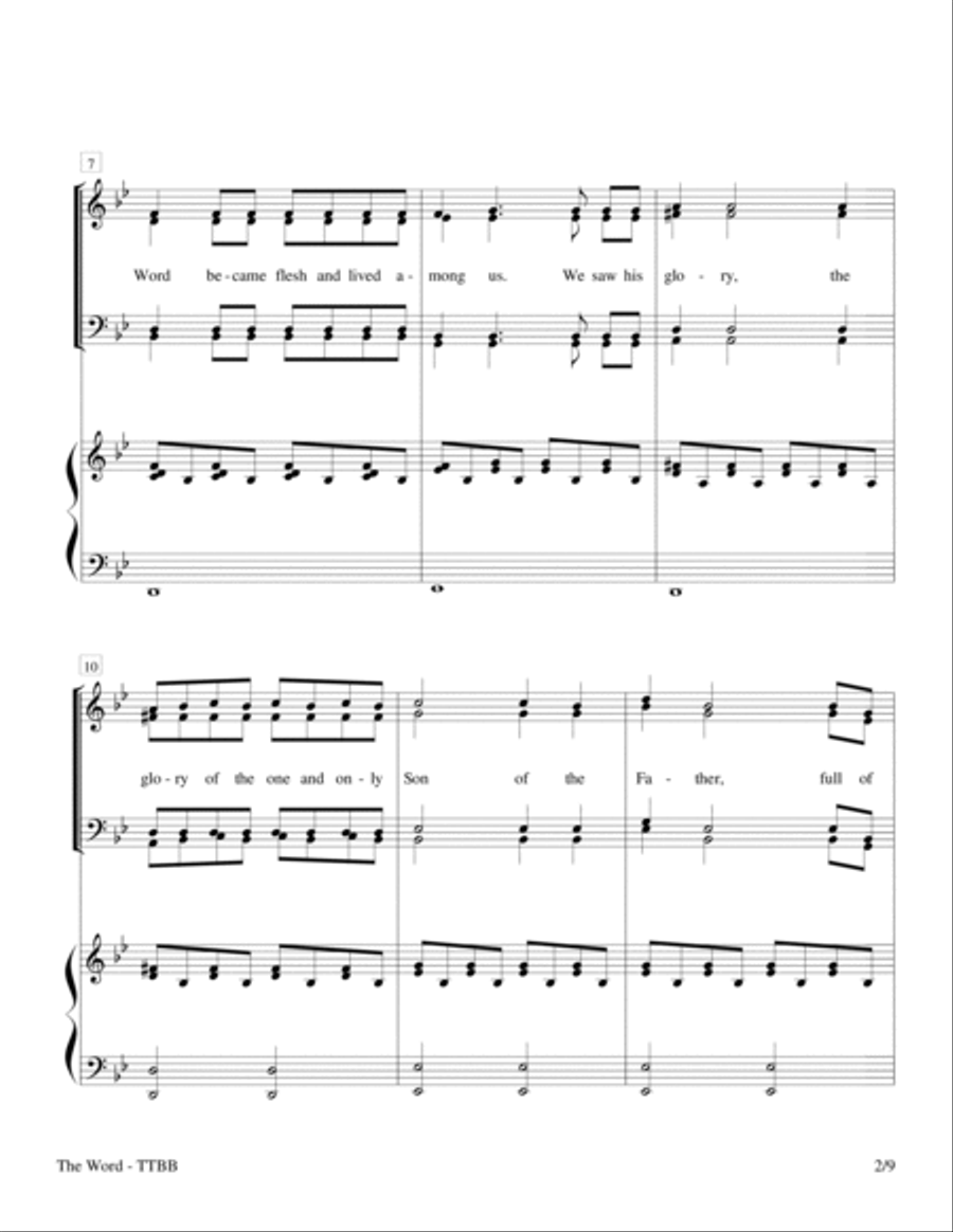 The Word (TTBB a cappella with optional piano accompaniment) TTBB scores gallery preview page 5