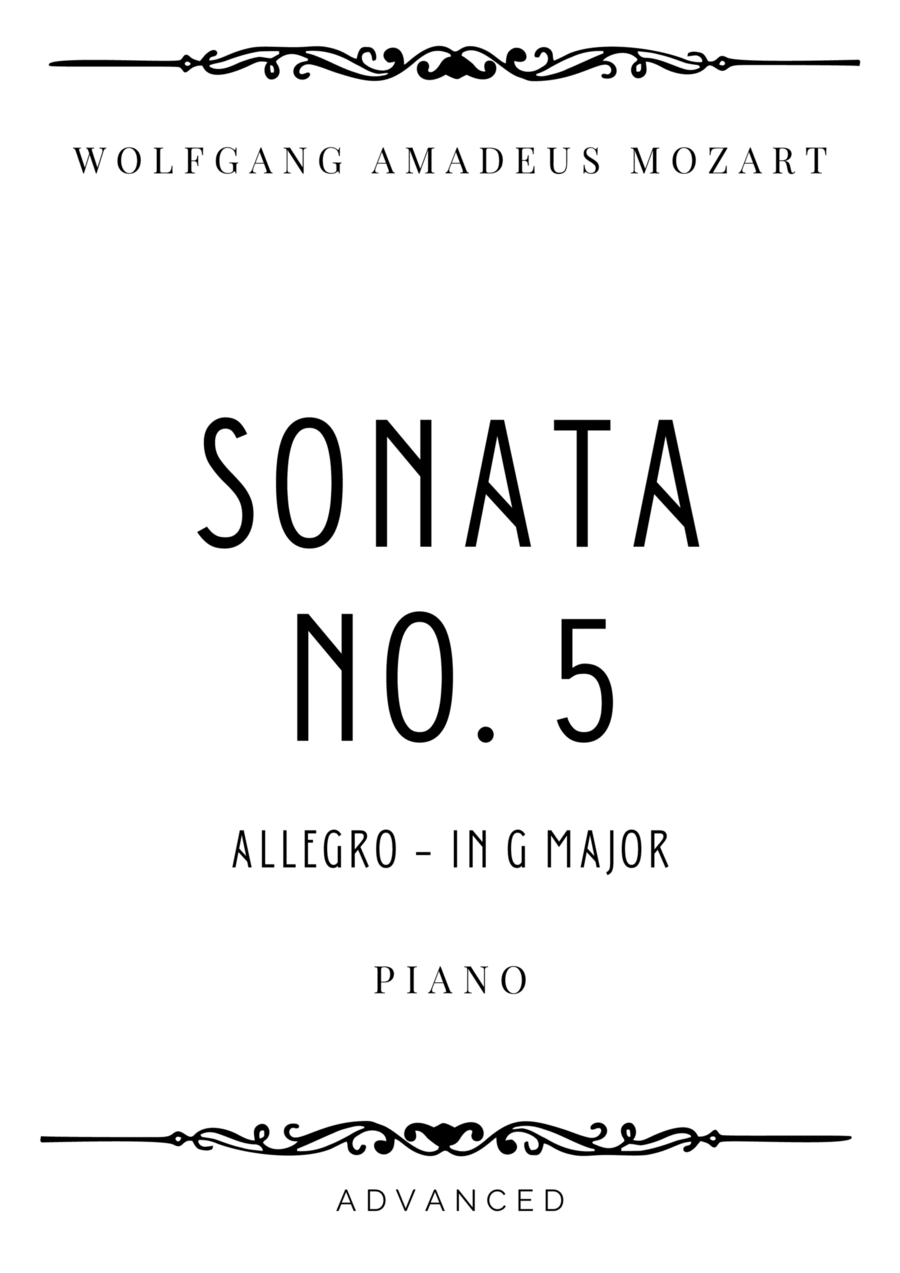 Mozart - Allegro from Piano Sonata No. 5 in G Major - Advanced Chamber Music scores gallery preview page 1
