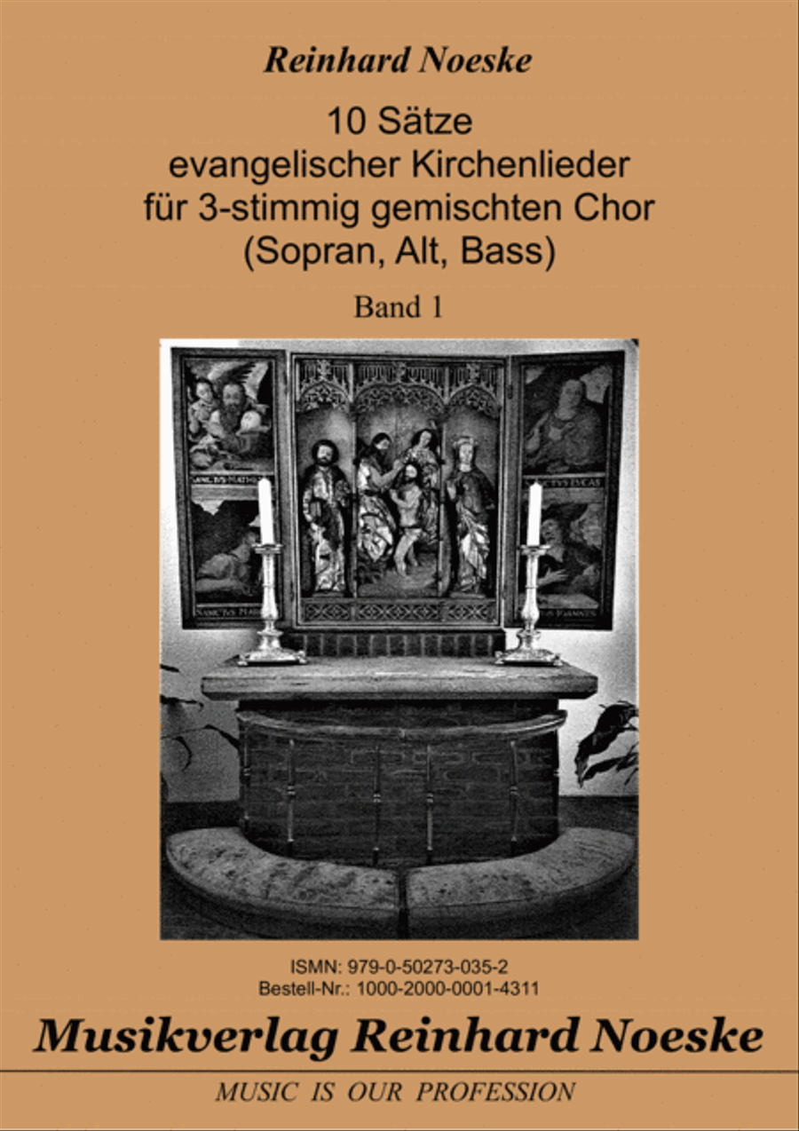 10 Sätze evangelischer Kirchenlieder für 3-stimmig gemischten Chor (Sopran, Alt, Bass), Band 1 3-Part scores gallery preview page 1