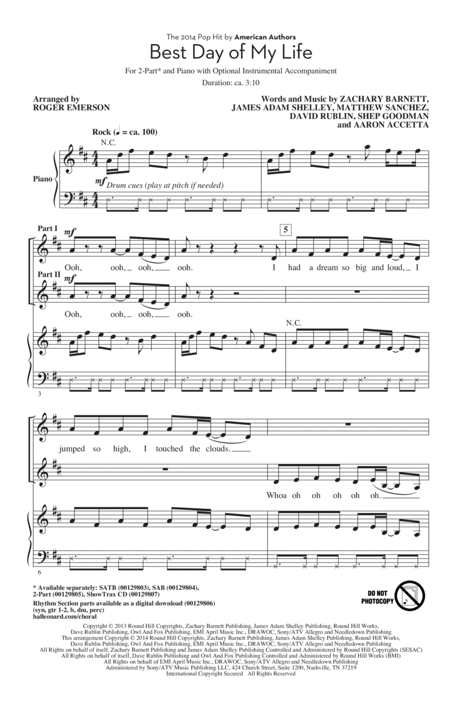 Best Day Of My Life 2-Part scores gallery preview page 1