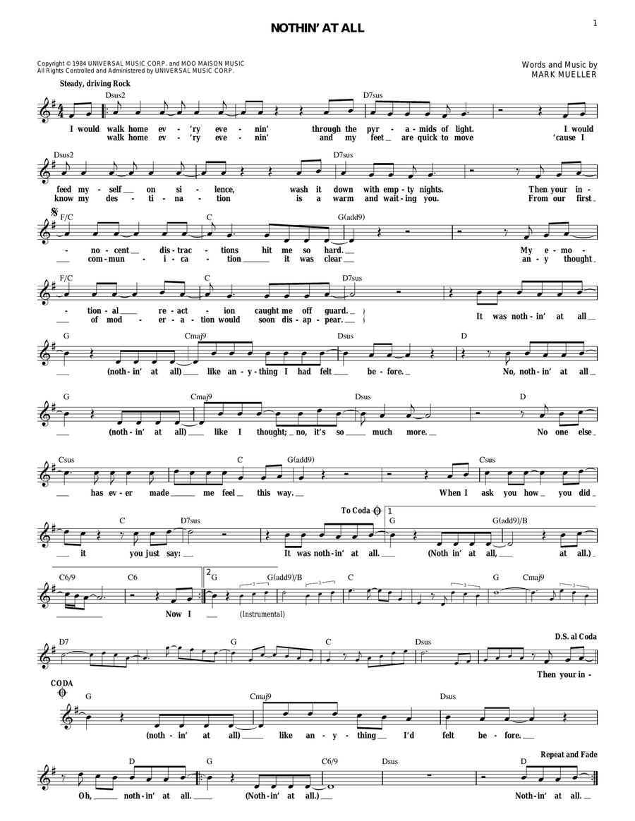 Nothin' At All Piano scores gallery preview page 1