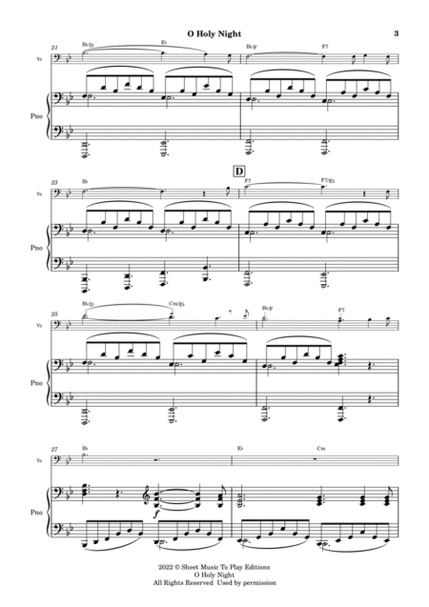O Holy Night - Cello and Piano - W/Chords (Full Score and Parts) image number null