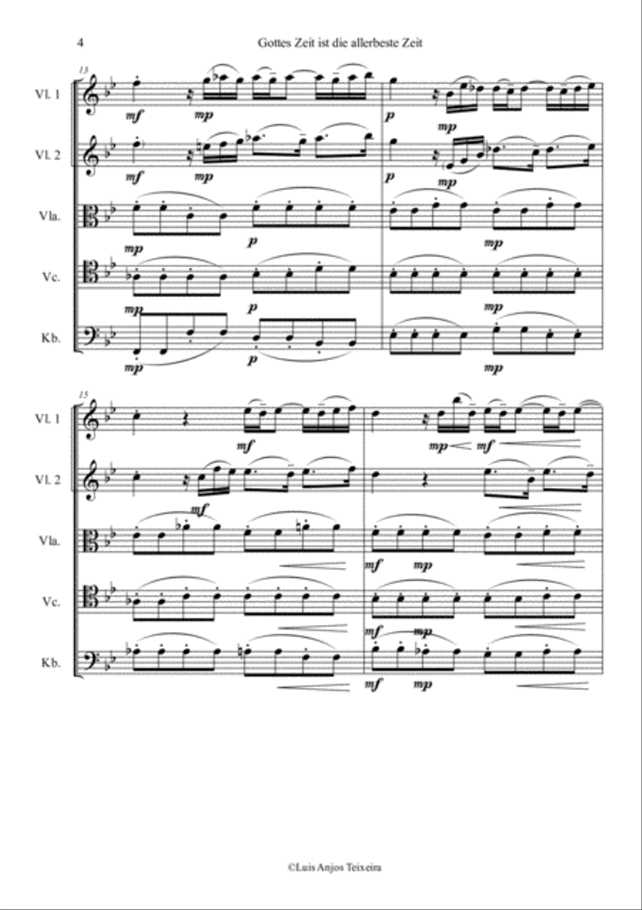 Gottes Zeit ist die allerbeste Zeit - For String Orquestra Large Ensemble scores gallery preview page 5