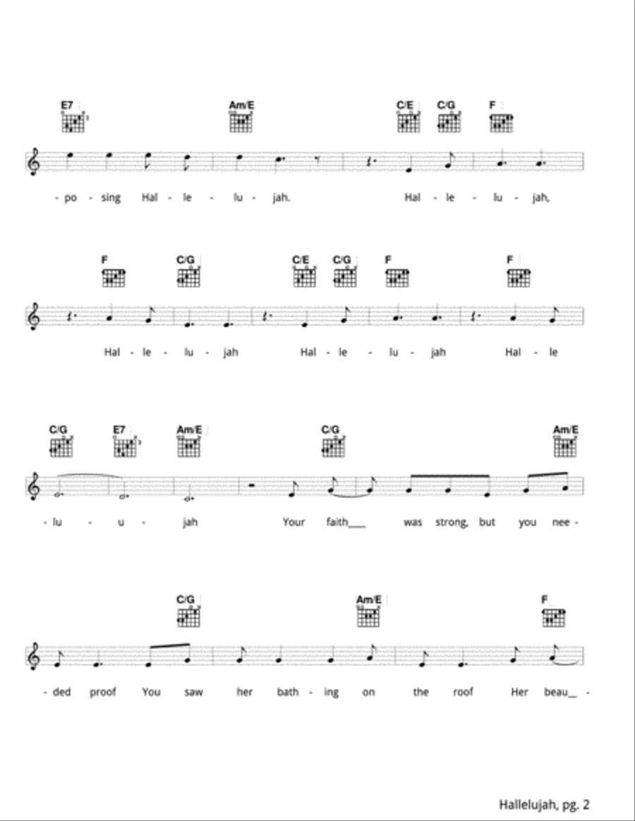 Hallelujah Guitar scores gallery preview page 3