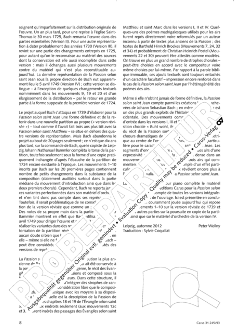 St. John Passion (Johannes-Passion) 4-Part scores gallery preview page 9
