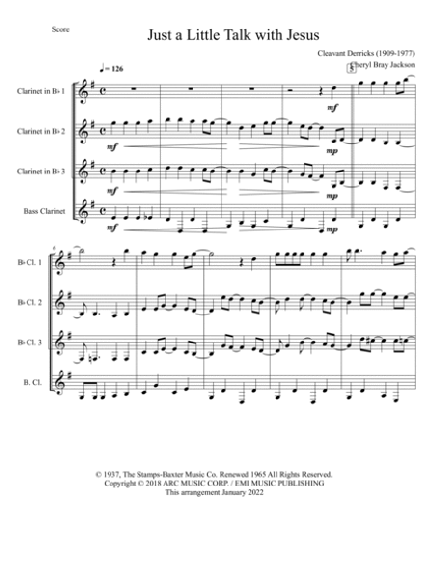 Just A Little Talk With Jesus Woodwind Quartet scores gallery preview page 2
