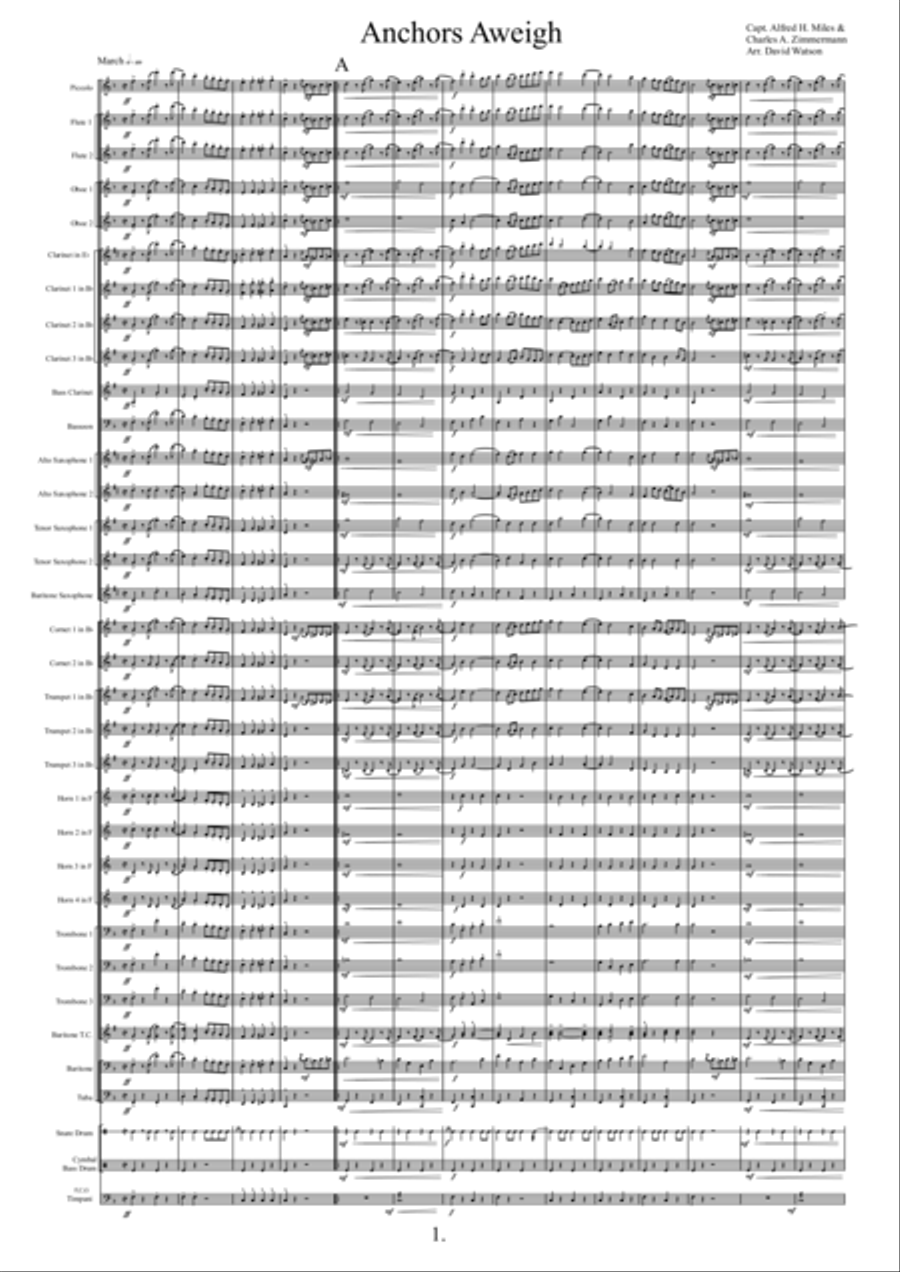 March ``Anchors Aweigh, the Song of the U.S. Navy´´ for Concert Band Concert Band scores gallery preview page 2